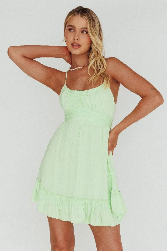 Off-shoulder sundress-Linka Ruched Bust Criss-Cross Back Dress Apple