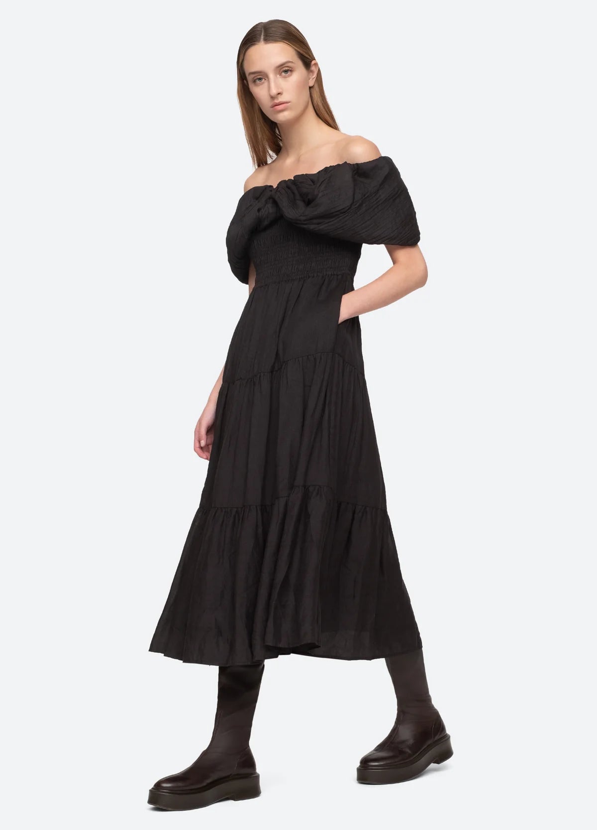 Brown sundress-Loren Dress - Black