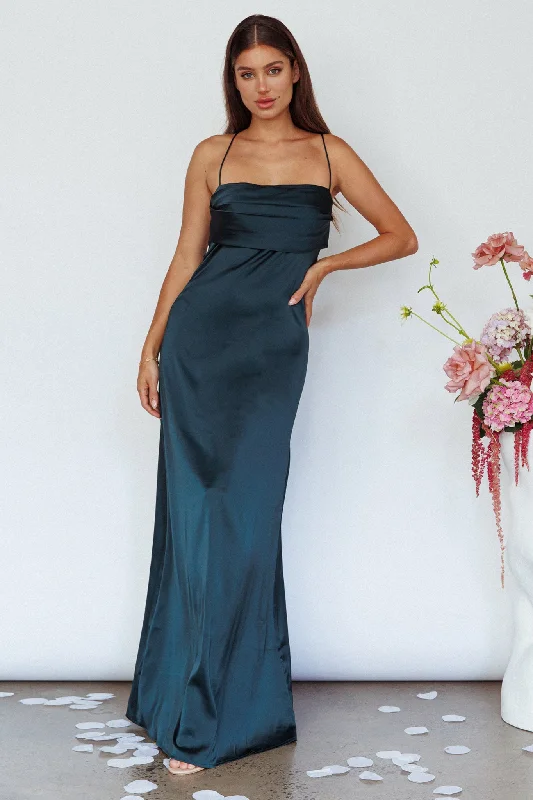 Velvet party dress-Love Letters Strappy Cowl Back Dress Teal