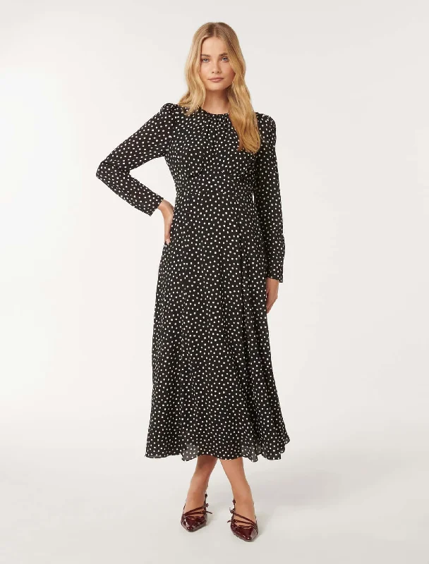 Chiffon floral dress-Mietta Long Sleeve Midi Dress