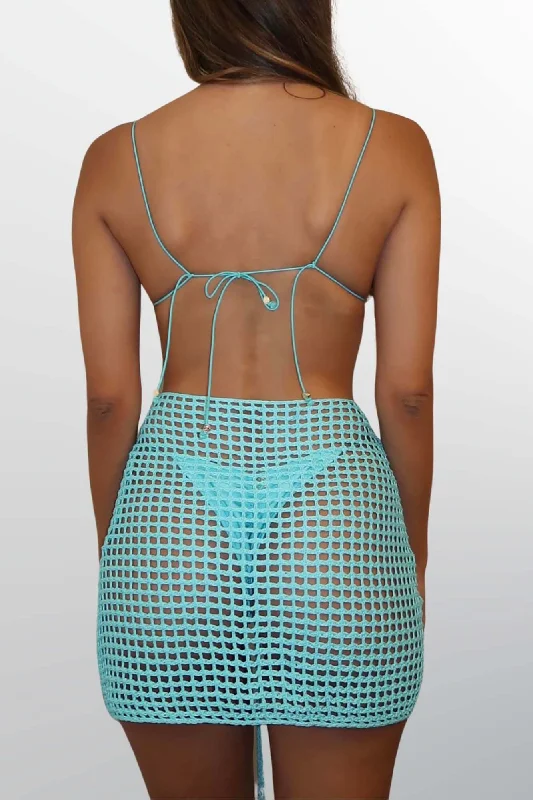 Lace-panel dress-Mini Net Sarong