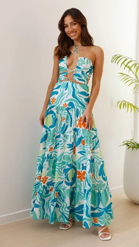 Long sleeve party dress-Montero Maxi Dress - Montero Print