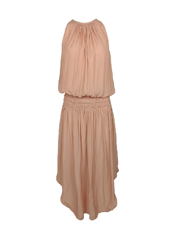 Off-shoulder sundress-N180079 Front & Back Midi Dress *Light Peach