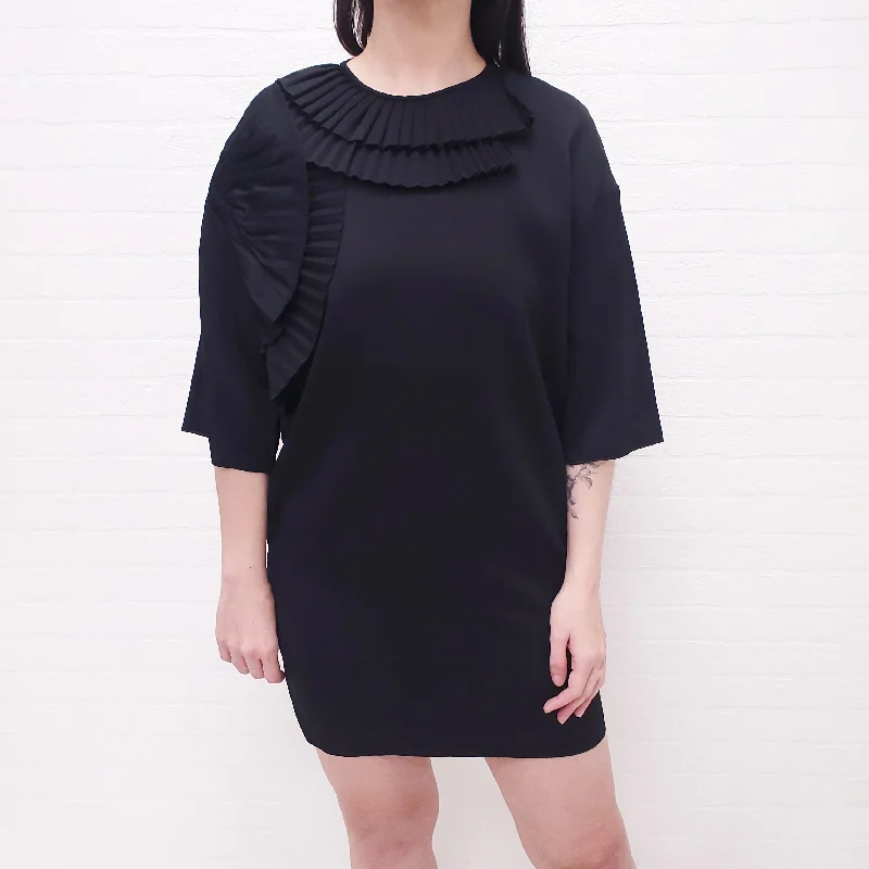 Long sleeve cocktail dress-N21 BLACK DRESS WITH RUFFLE DETAIL - SIZE 40