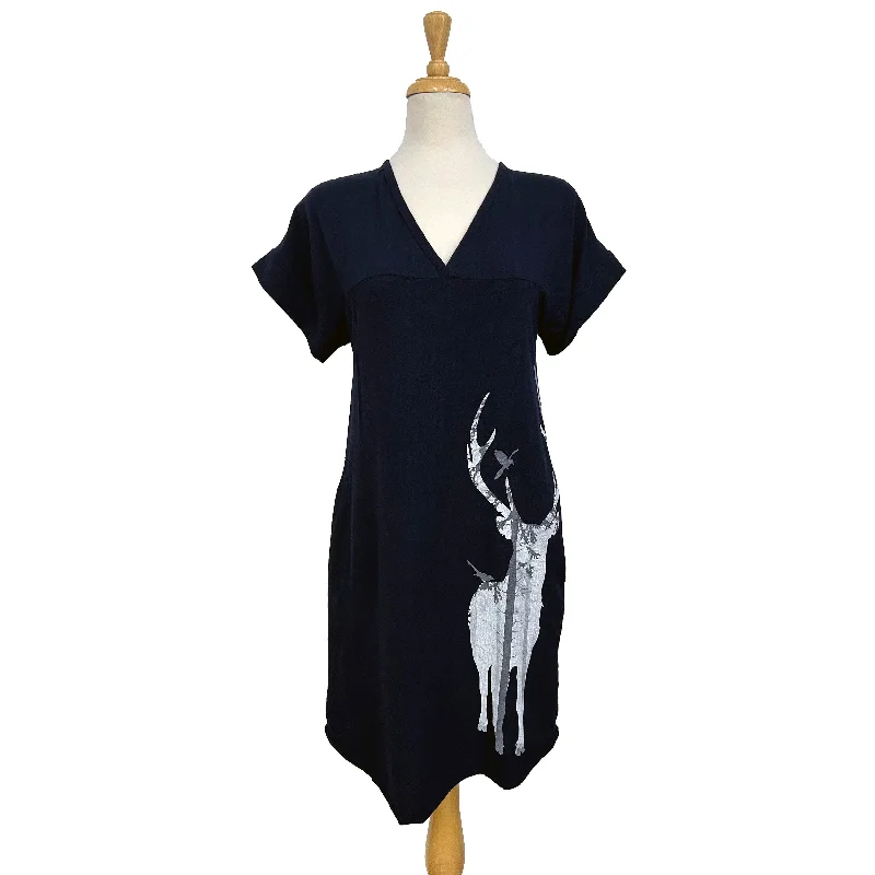 Ruffled party dress-Olivia Dress - Jo the Elk - Navy