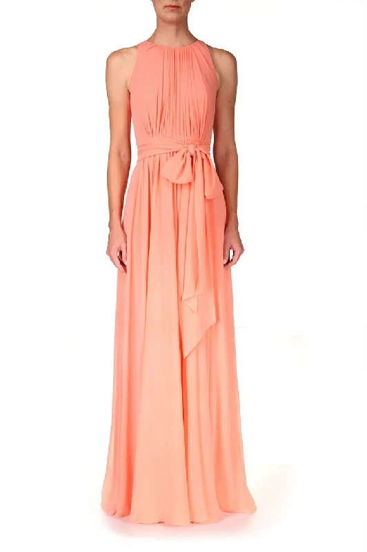 Lace cocktail dress-Pretty Grecian Gown - Coral