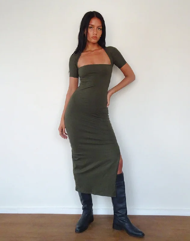 Glitter sundress-Quala Midi Dress in Olive