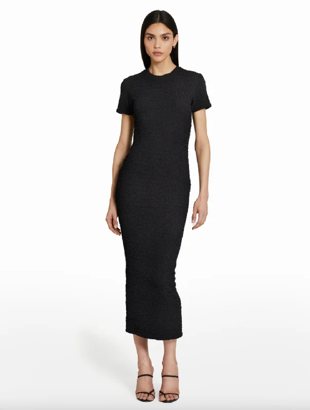 Velvet party dress-Rosaria Knit Dress - Black