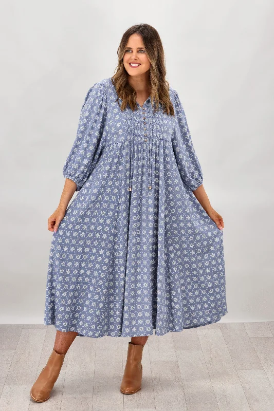 Long sleeve party dress-Salty Bright Julia Balloon Sleeve Dress Powder Blue Print