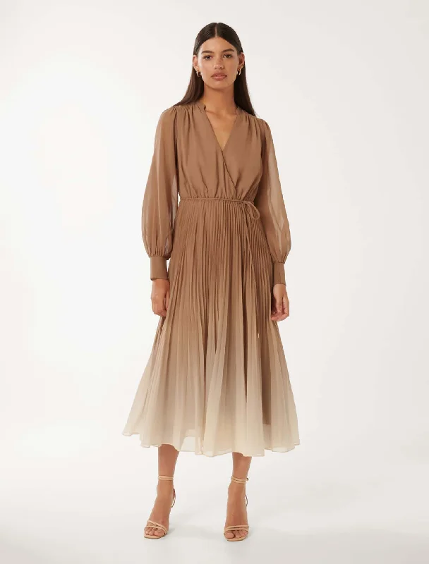 Sequin cocktail dress-Saskia Pleat Wrap Midi Dress