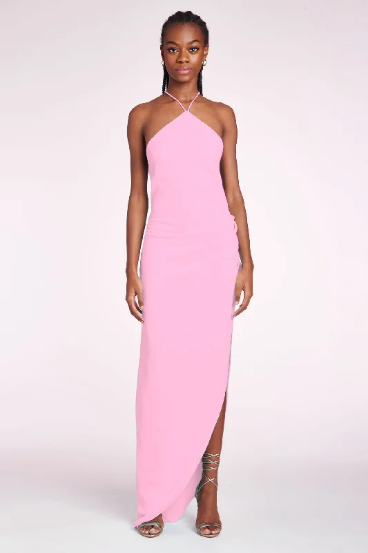 Lace-edged maxi dress-Shawnie Gown - Shocking Pink