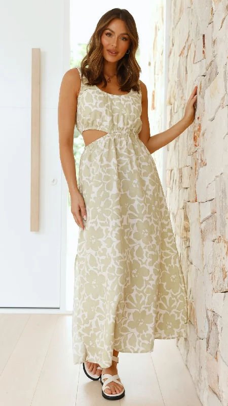 Lace party dress-Soraya Maxi Dress - Aloe