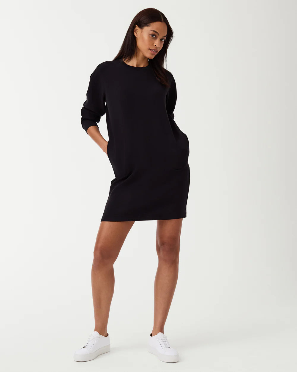 Glitter sundress-Spanx AirEssentials Black Crew Neck Dress