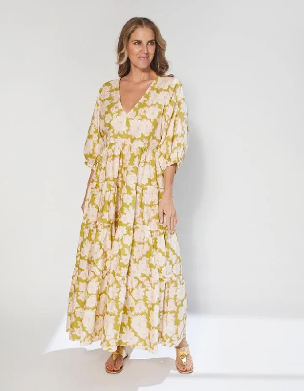 Chiffon floral dress-Stella + Gemma Gia Dress Rosa Olive