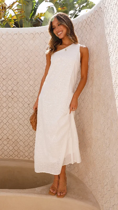 Off-shoulder party dress-Stormi Maxi Dress - White