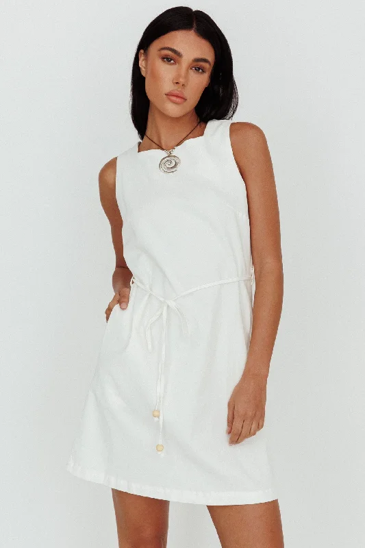 Striped sundress-Tirzah Side Pocket Shift Dress White