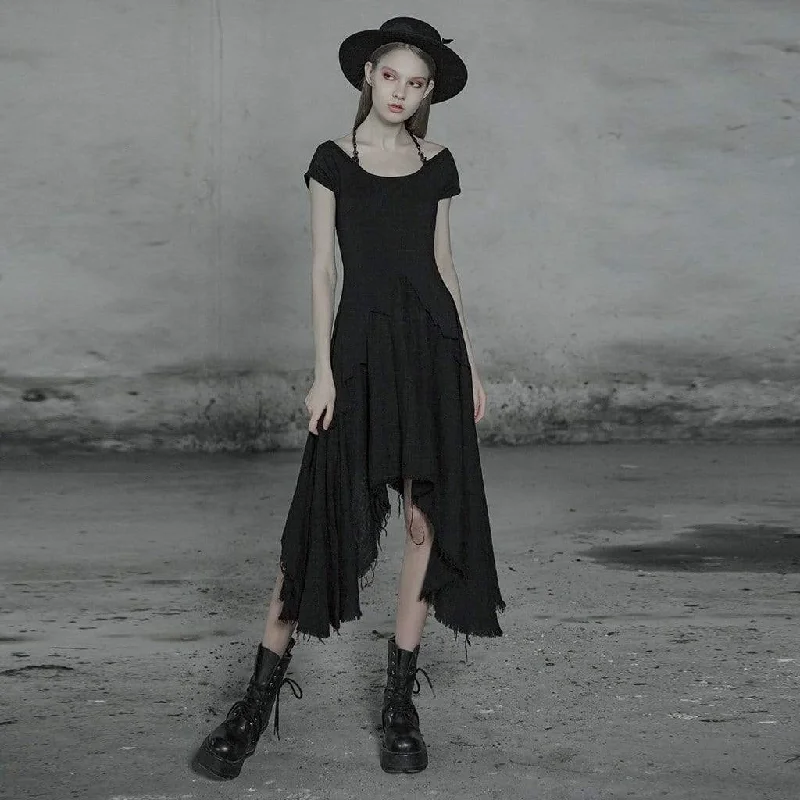 Off-shoulder sundress-Women's Goth Lolita Irregular Maxi Dress