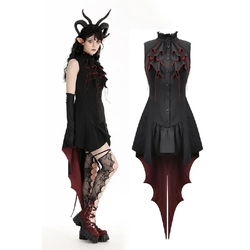 Pleated sundress-Women's Gothic Contrast Color Halloween Tail Dress