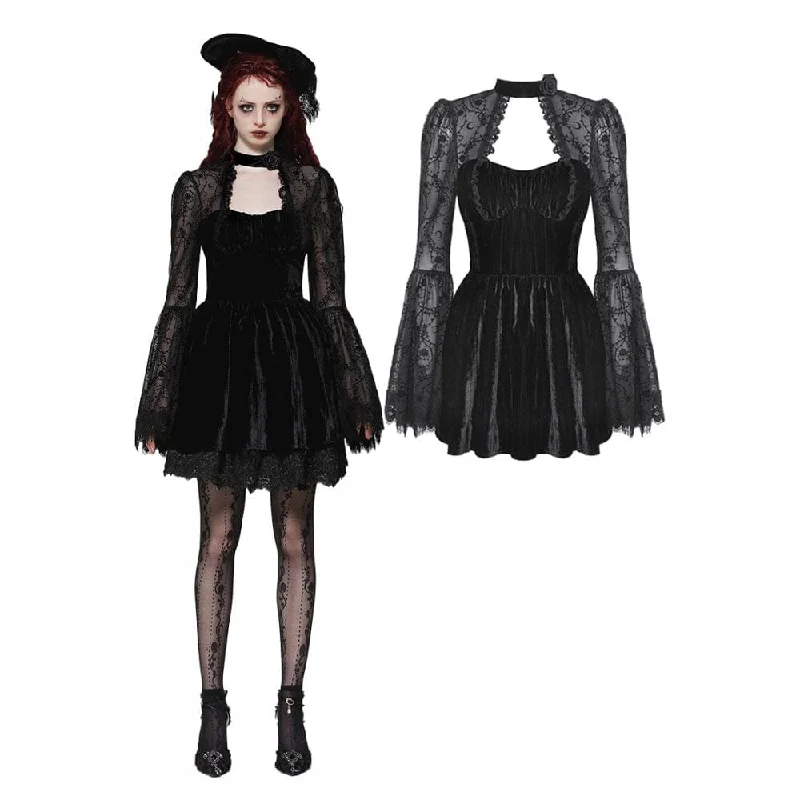 Glitter sundress-Women's Gothic Cut-out Lace Short Dress