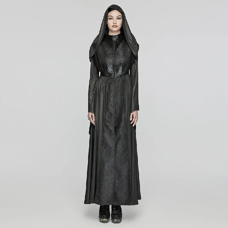 Glitter party dress-Women's Gothic Flared Sleeved Witch Dress with Hood