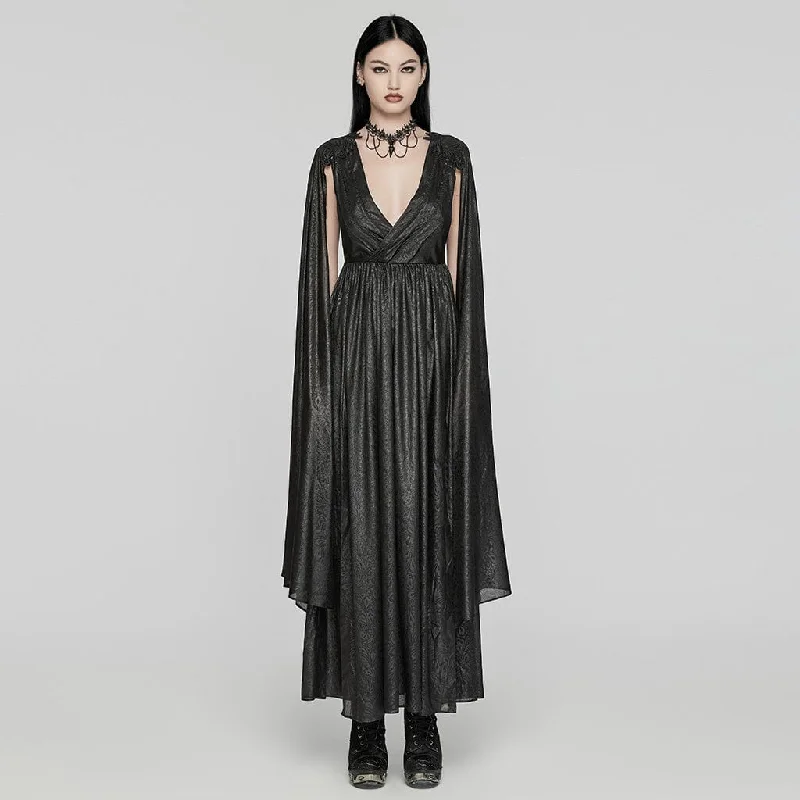 Smocked party dress-Women's Gothic Plunging Lace-up Ball Gown Dress