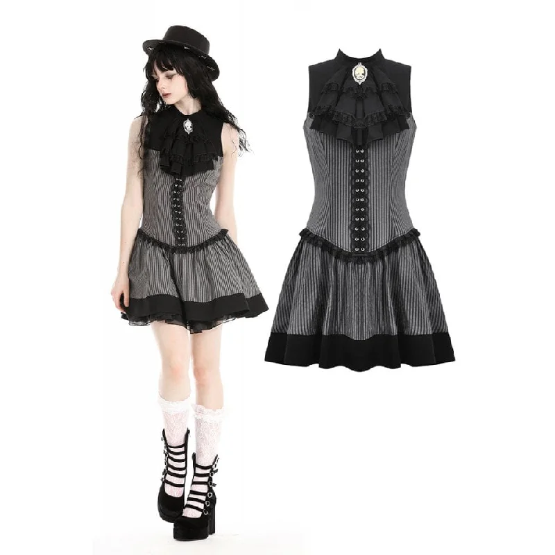 Glitter party dress-Women's Gothic Ruffled Striped Grad Dress