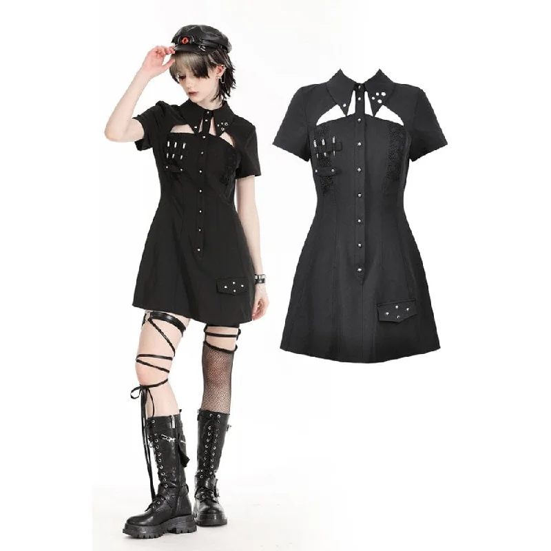 Corset sundress-Women's Gothic Turn-down Collar Cutout Homecoming Dress