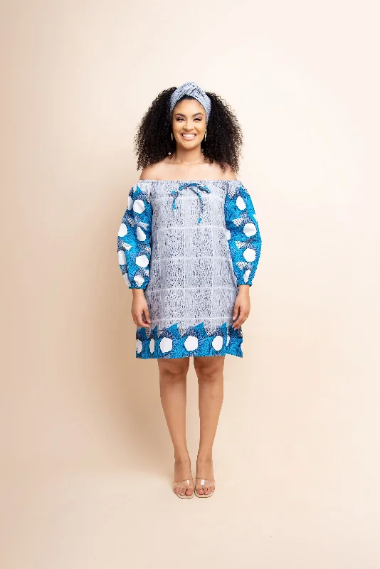 Floral sundress-WURA African print Off shoulder mini dress