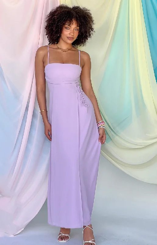 Off-shoulder sundress-Flossie Lilac Maxi Sleeveless Dress