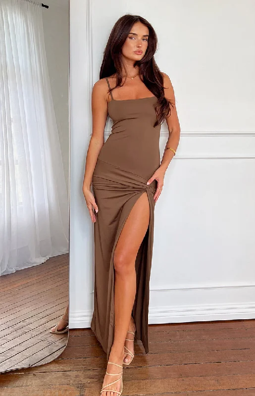 Velvet party dress-Jacinta Brown Maxi Dress