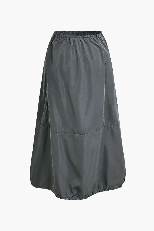 Ruched party dress-Cuff Hem Maxi Skirt