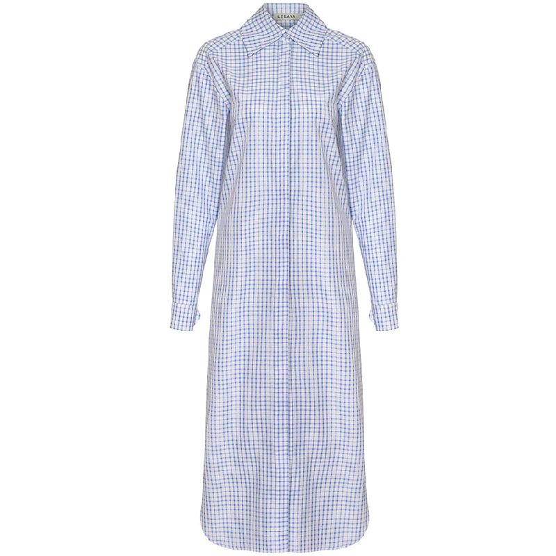 Polka dot sundress-SHIRT DRESS "PAULA" WITH CHECKED PATTERN