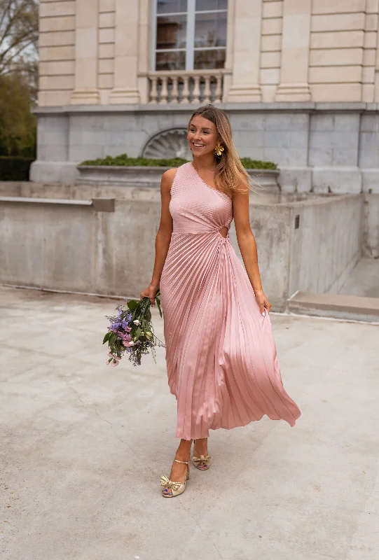 Tiered velvet dress-Powder Pink Meredith Dress