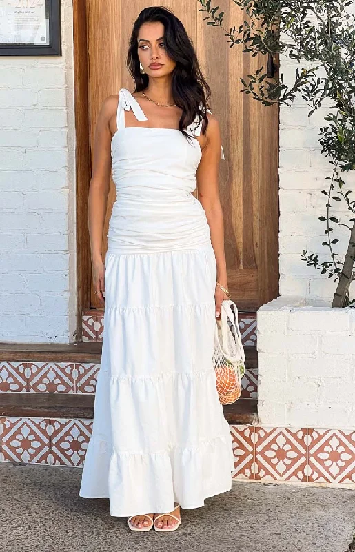 Tiered cocktail dress-Tessa White Maxi Dress