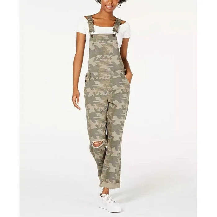 Satin cocktail dress-Vanilla Star Women's Ripped Camouflage Overalls Green Size 7