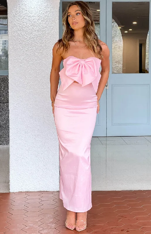 Glitter party dress-Viar Pink Bow Maxi Dress