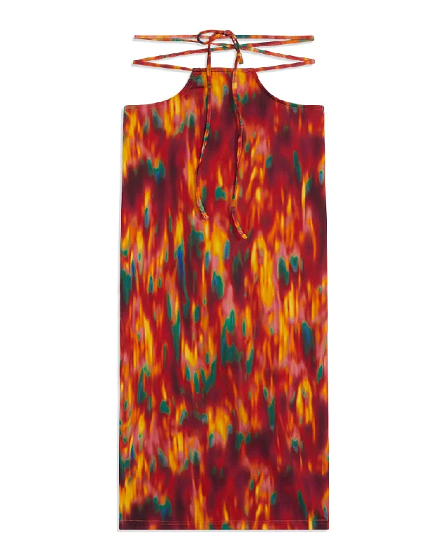 Corset velvet dress-Cutout Fire Tie Dye Midi Skirt | Spicy Orange