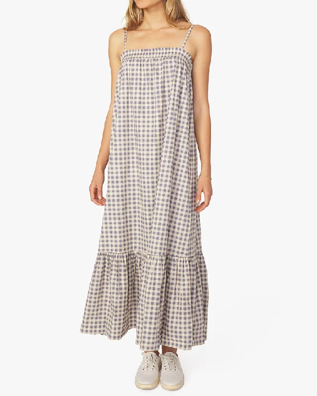 Ruched sundress-Smocked Gingham Midi Dress | Whisper White