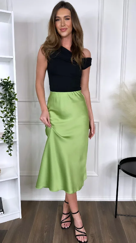 Tiered sundress-Yaella Light Green Midi Skirt