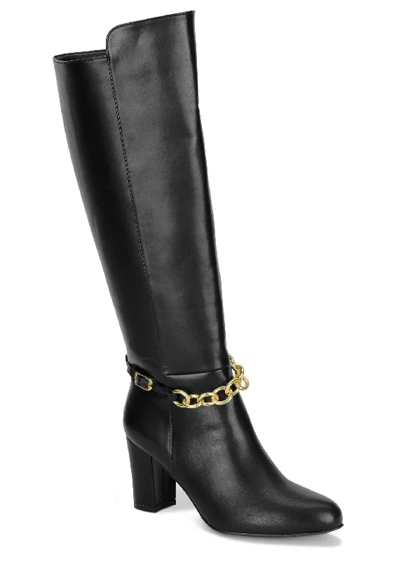 Chain Detail Boots - Black