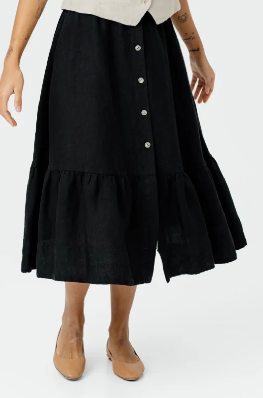 Maxi satin skirt-Button Down Skirt