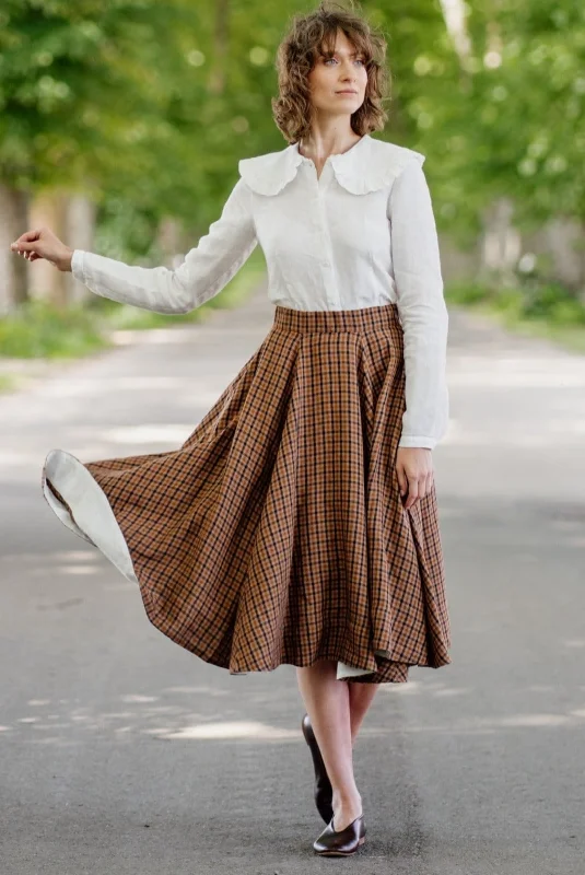 Button-up cotton skirt-Classic Skirt, Patterned