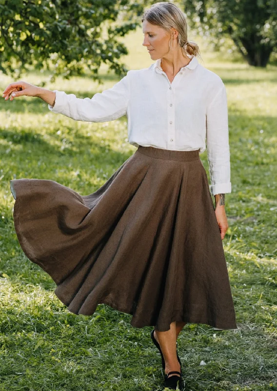 Smocked satin skirt-Classic Skirt