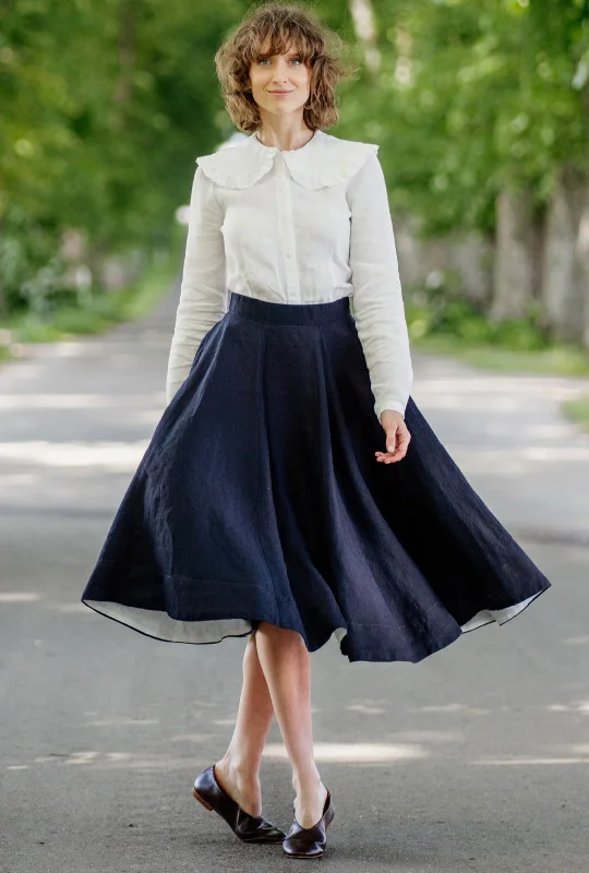 Embroidered denim skirt-Classic Skirt