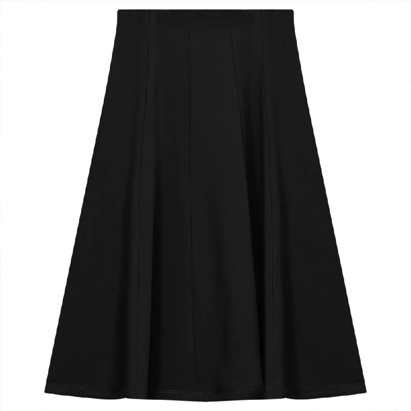 Silk cotton skirt-Ginger Black Vertical Panels Skirt DW3PT6255