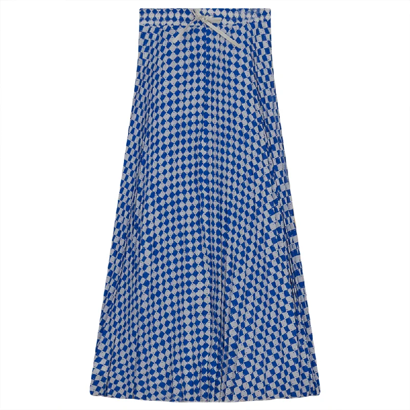 Knit denim skirt-Ginger Royal/White Midi Printed SB3CPT4849