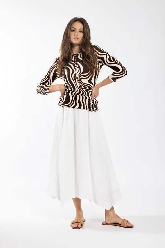 Asymmetrical cotton skirt-Maple Cliff White Handkerchief Midi 5460W