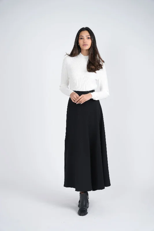 Asymmetrical silk skirt-Maxmrkt Black Two Paneled Skirt DW3M8968