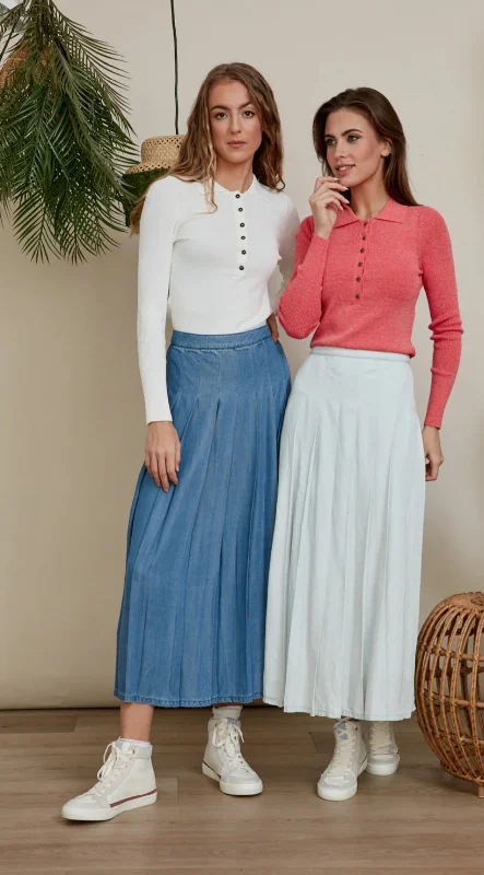 A-line denim skirt-Modelle Calico Maxi Skirt Denim