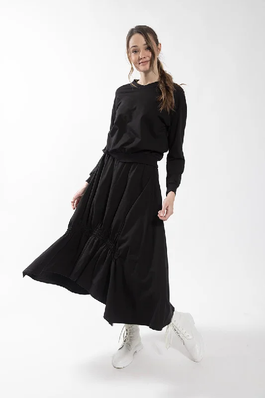 Silk denim skirt-Monn Black Elastic Detail Sweatshirt Skirt 301